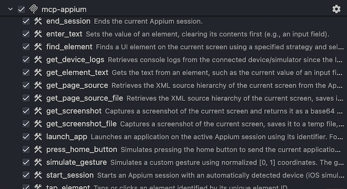 Appium MCP Server Tools